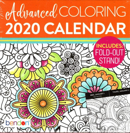 Advancend Coloring - 2020 Desk Calendar Planner - Includes Fold - Out Stand