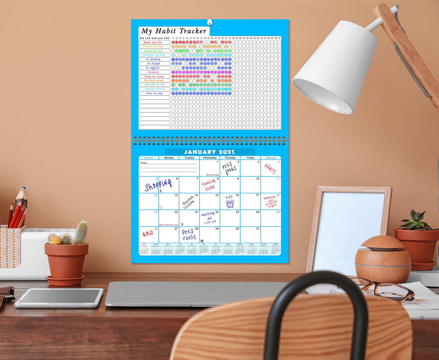 2025 Monthly Desktop/Wall Calendar/Planner - Habit Tracker - (Edition #07)