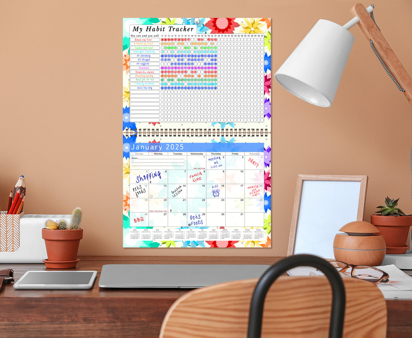 2025 Monthly Desktop/Wall Calendar/Planner - Habit Tracker - (Edition #01)