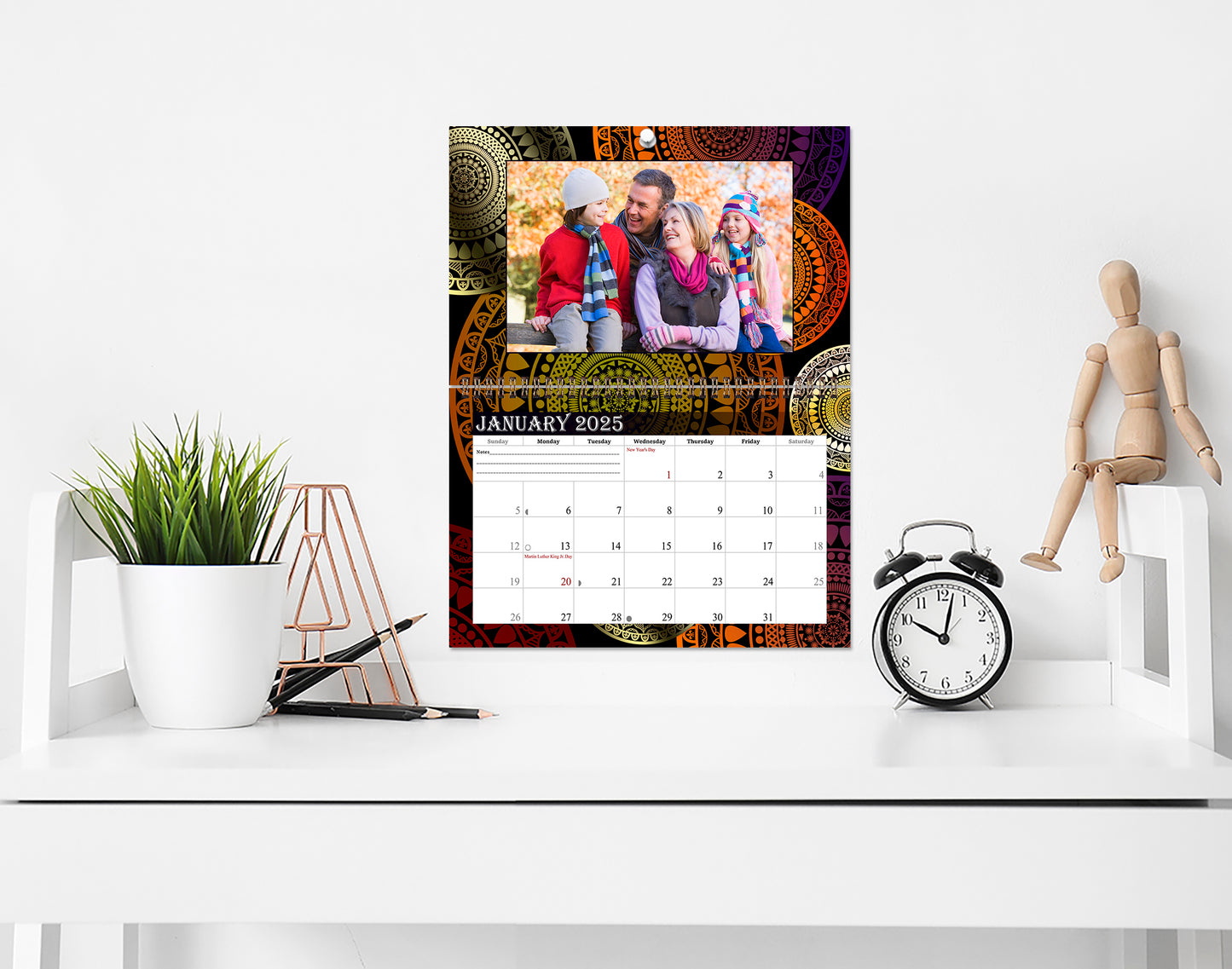 2025 Photo Frame Wall Spiral-bound Calendar (Add Your Own Photos) - 12 Months Desktop/Wall Calendar/Planner - (Edition #16)