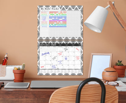 2025 Monthly Desktop/Wall Calendar/Planner - Habit Tracker - (Edition #08)