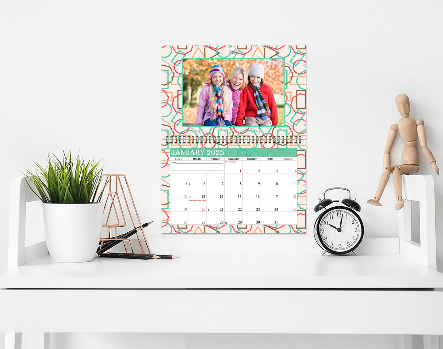 2025 Photo Frame Wall Spiral-bound Calendar (Add Your Own Photos) - 12 Months Desktop/Wall Calendar/Planner - (Edition #11)