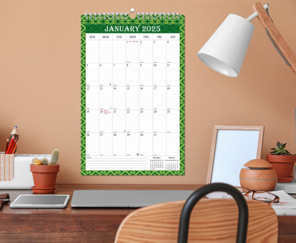 2025 Wall Calendar Spiral-Bound Twin-Wire Binding - 12 Months  13