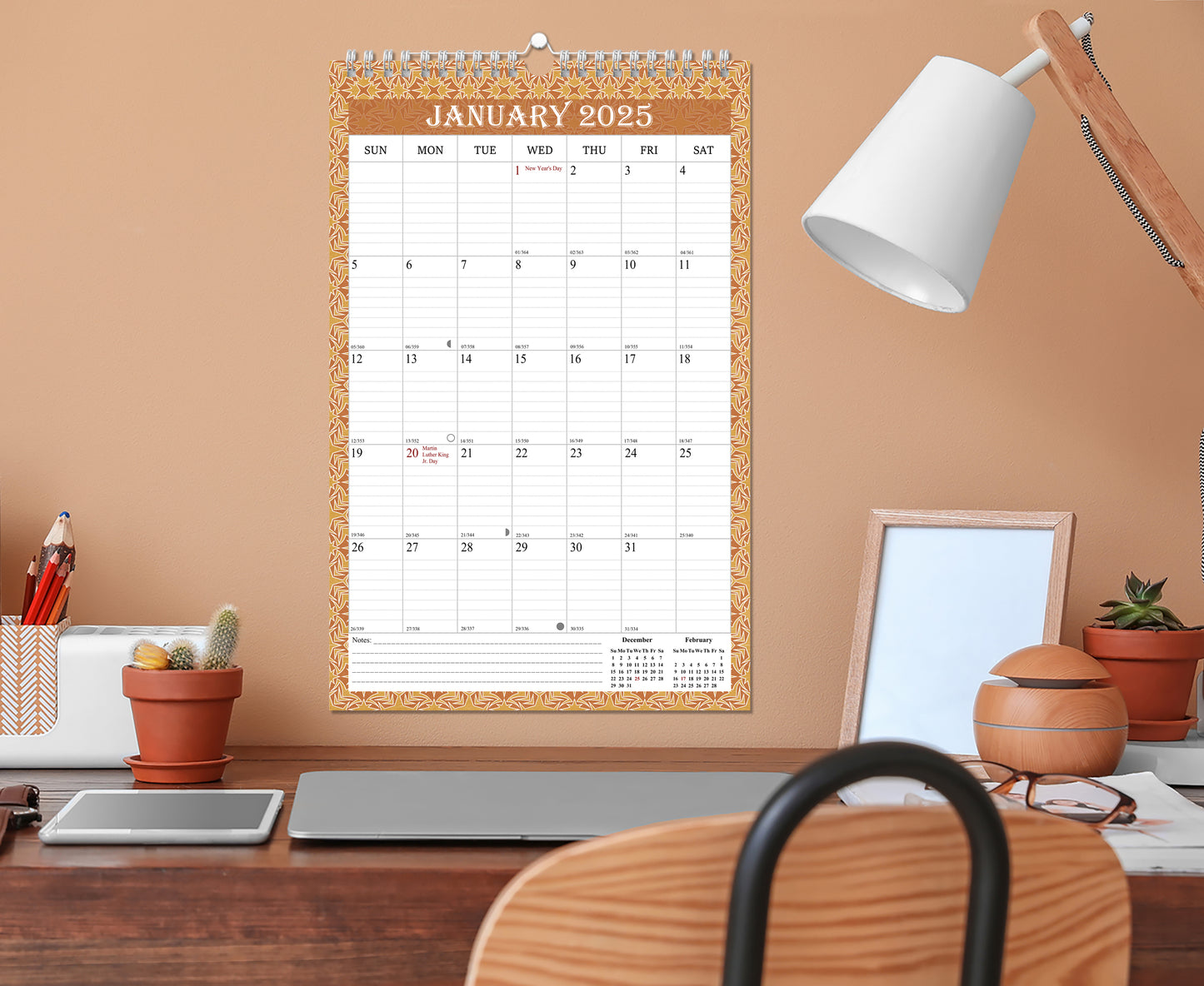 2025 Wall Calendar Spiral-Bound Twin-Wire Binding - 12 Months  02