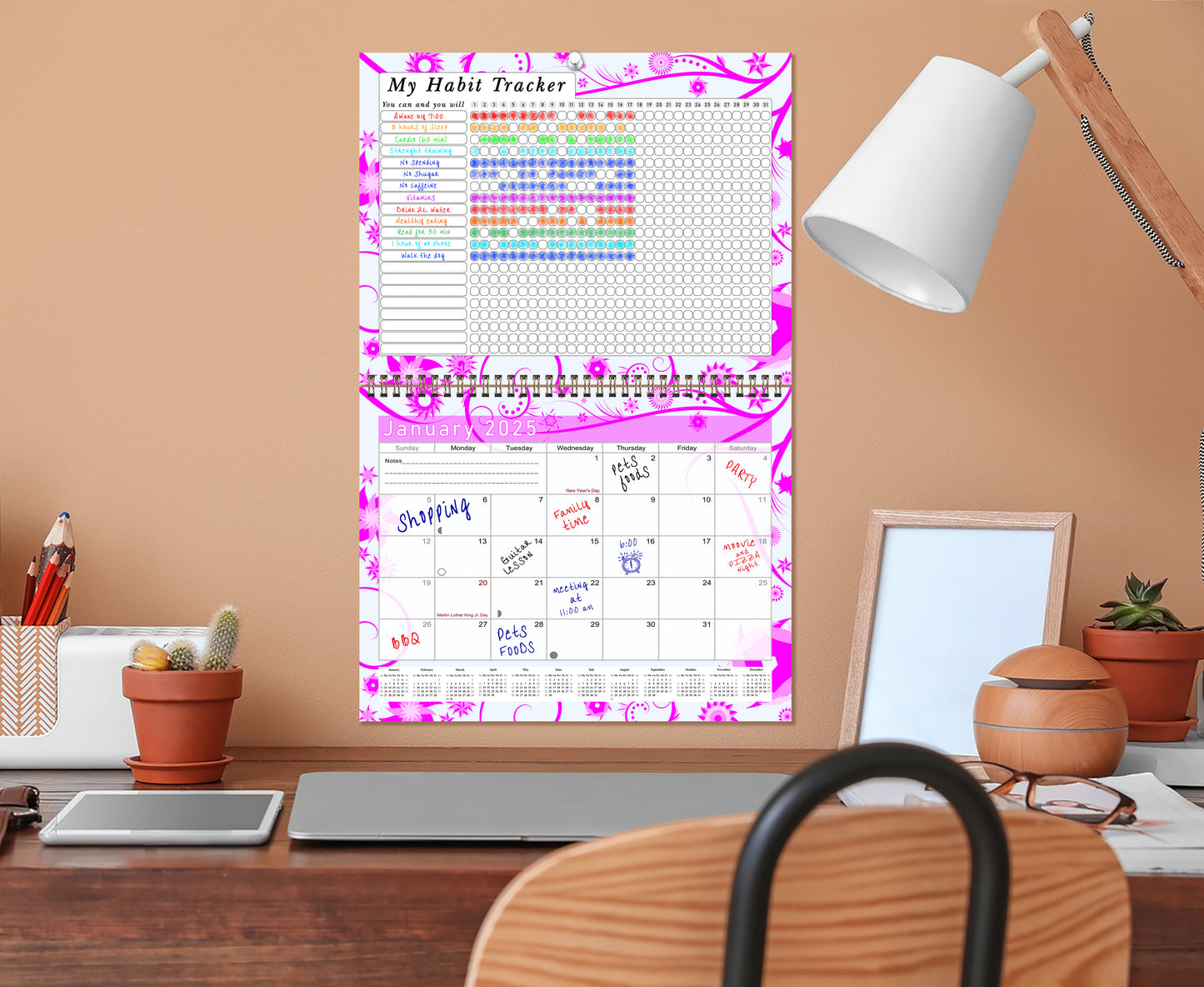 2025 Monthly Desktop/Wall Calendar/Planner - Habit Tracker - (Edition #10)