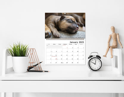 2025 Spiral-bound Wall Calendar (Dogs) - 12 Months Desktop/Wall Calendar/Planner