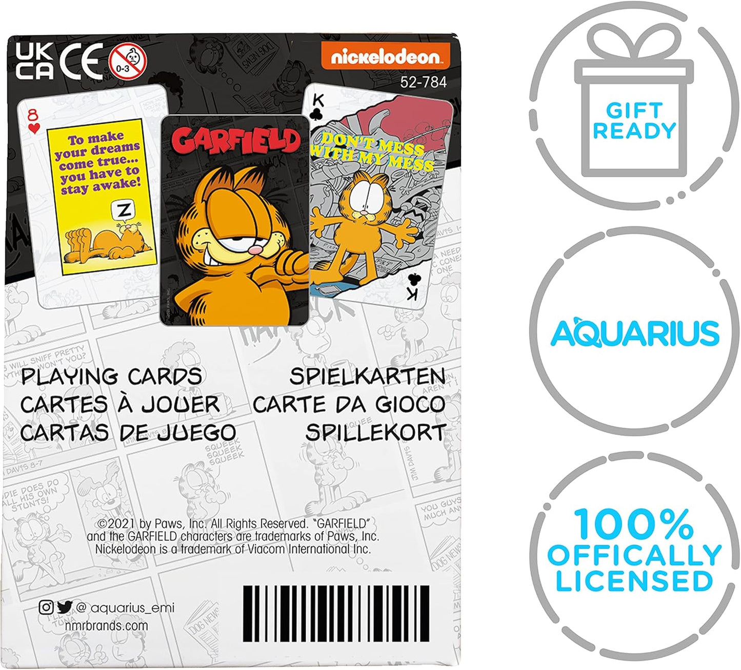 AQUARIUS Garfield Playing Cards - Garfield Themed Deck of Cards (Set of 2)