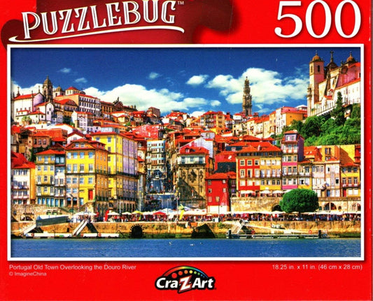 Portugal Old Town Overlooking the Douro River - 500 Pieces Deluxe Jigsaw Puzzle