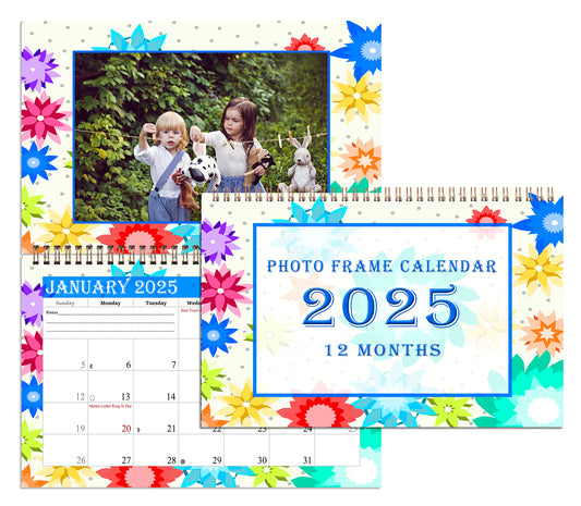 2025 Photo Frame Wall Spiral-Bound Calendar (Add Your Own Photos) - 12 Months Desktop/Wall Calendar/Planner - (Edition #01)