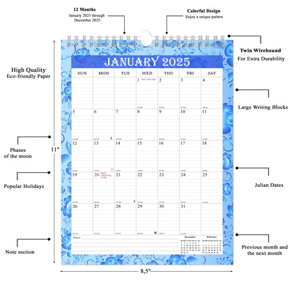 2025 Wall Calendar Spiral-Bound Twin-Wire Binding - 12 Months  15