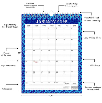 2025 Wall Calendar Spiral-Bound Twin-Wire Binding - 12 Months  14