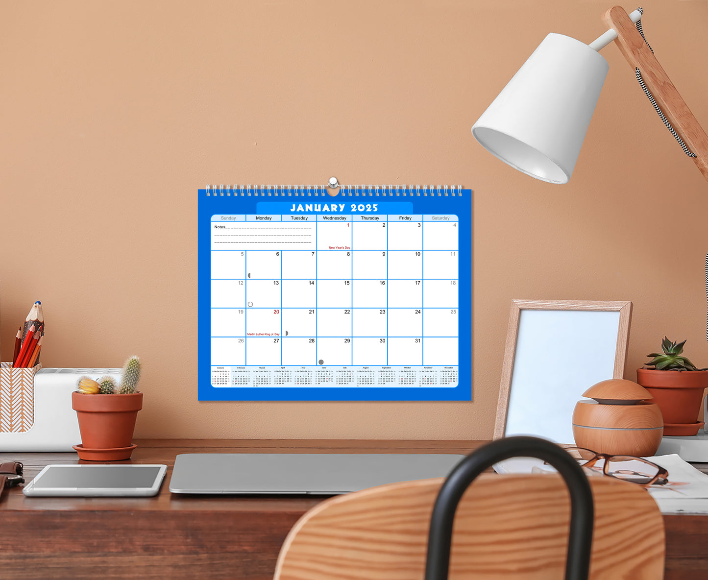 2024-2025 Monthly Spiral-Bound Wall / Desk Calendar - Desktop / Wall Blotter Calendar / Planner - (Edition #06)