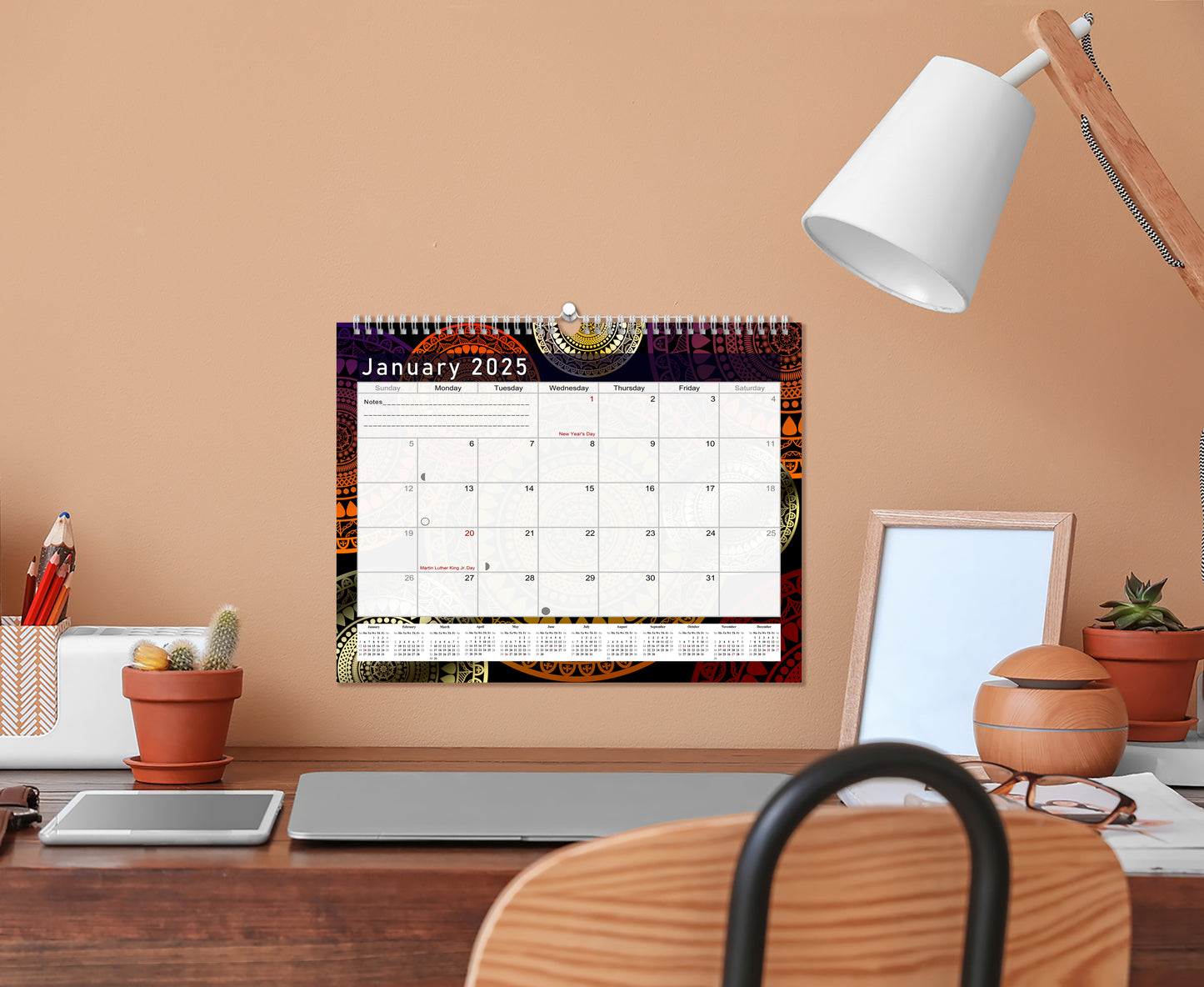 2024-2025 Monthly Spiral-Bound Wall / Desk Calendar - Desktop / Wall Blotter Calendar / Planner - (Edition #12)