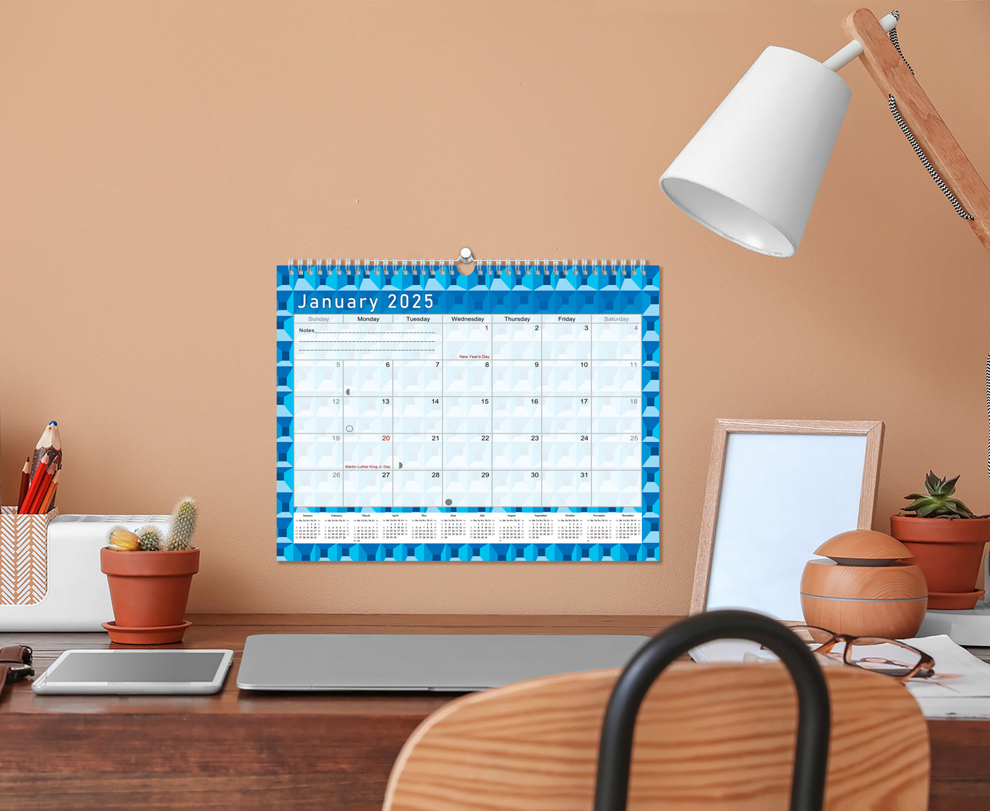 2024-2025 Monthly Spiral-Bound Wall / Desk Calendar - Desktop / Wall Blotter Calendar / Planner - (Edition #03)