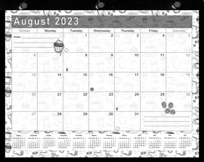 2023-2024 Academic Year 12 Months Student Calendar/Planner for 3-Ring Binder, Desk or Wall - Black&White - (Edition #026)