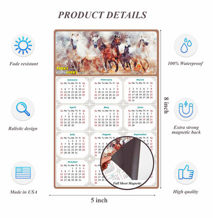 2025 Magnetic Calendar - Calendar Magnets - Today is my Lucky Day - (Fade, Tear, and Water Resistant) - Horses Themed 09