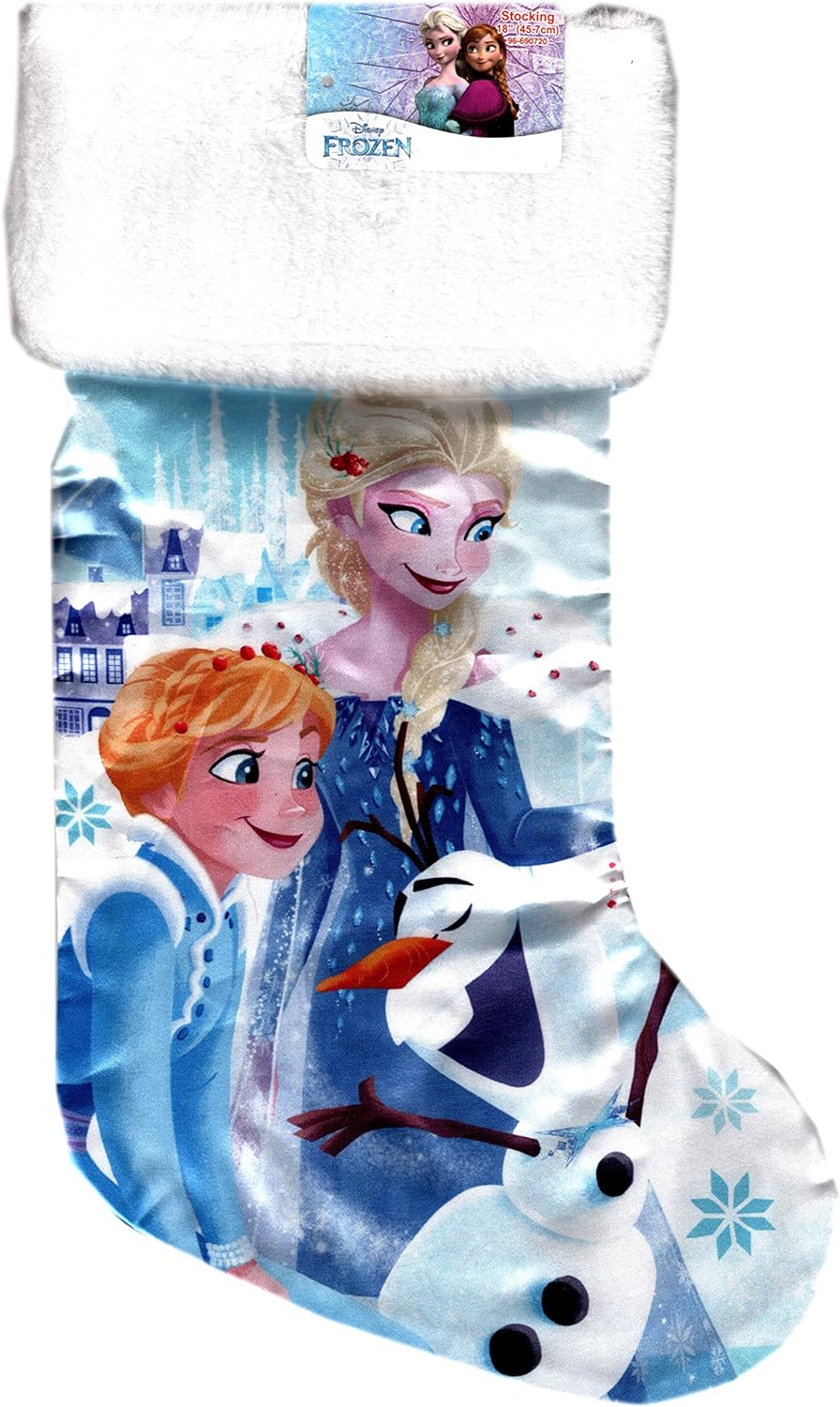 Frozen - 18" Full Printed Satin Christmas Stocking with Plush Cuff (Set of 2)