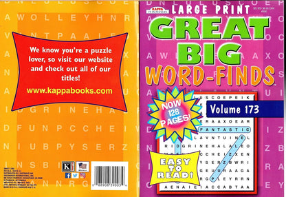 Large Print Great Big Word - Finds (All New Puzzles) - Vol.172 - 173 Now 128 Pages (Set of 2 books)