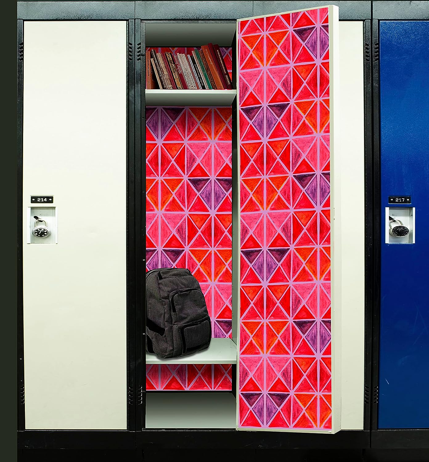 PELICAN INDUSTRIAL Magnetic Locker Wallpaper (Full Sheet Magnetic) - Trimmable, Easy Install, Remove & Reuse - Pack of 3 Sheets - Geometric Pattern (vb037)