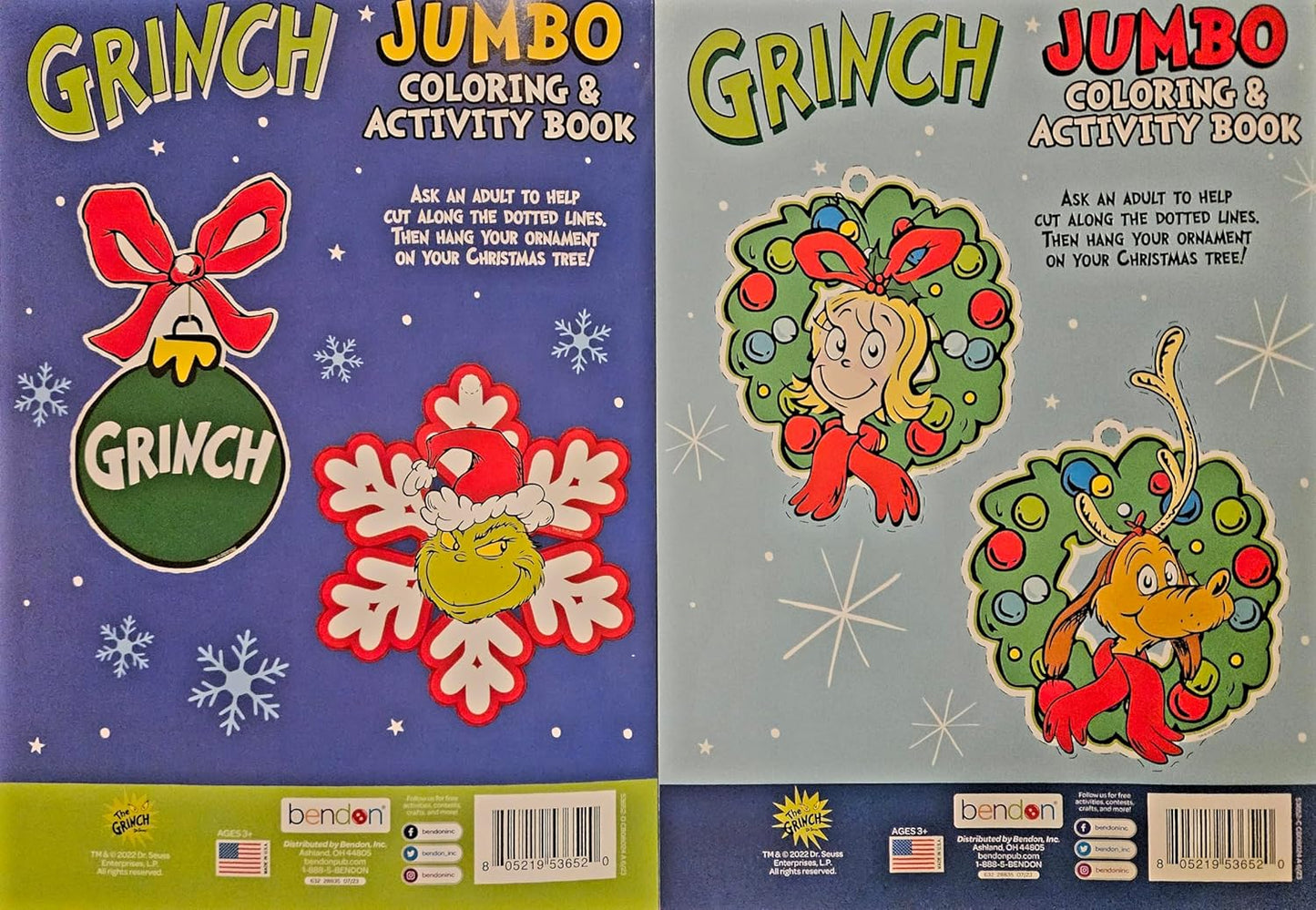 Grinch Holiday Christmas Coloring & Activity Book Set of 2