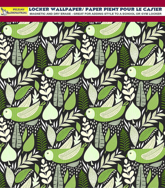 PELICAN INDUSTRIAL Deluxe School Locker Magnetic Wallpaper (Full Sheet Magnetic) - Full Cover Standard Half Lockers Pack of 12 Sheets - (Green Leaves vr43)