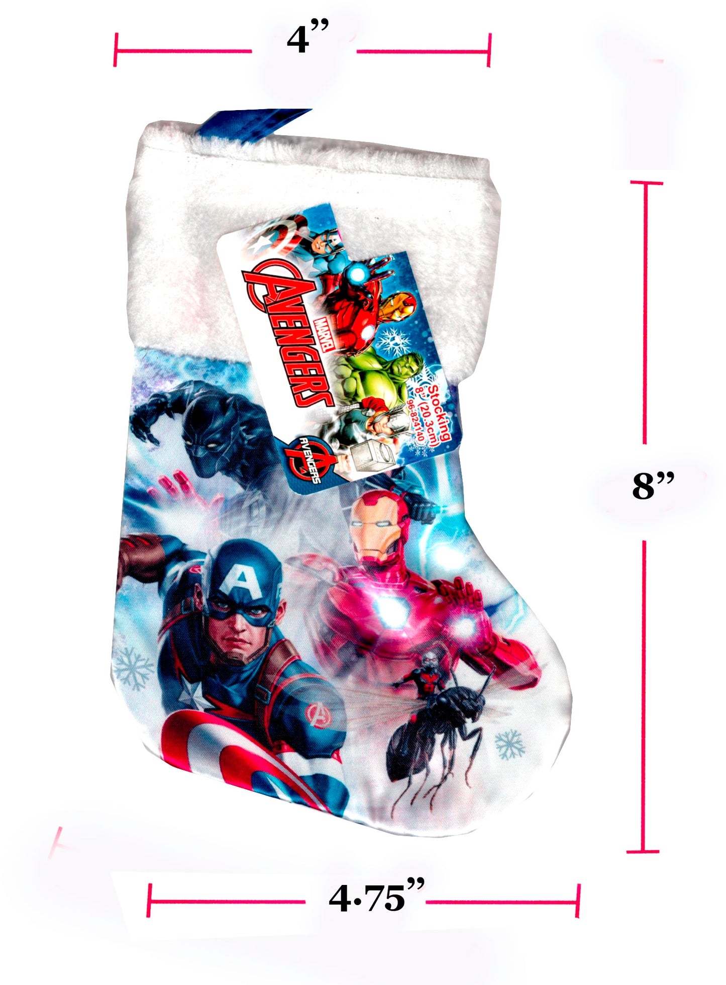 Avengers - (Mini Size) 8" Printed Satin Christmas Stocking Plush Cuff