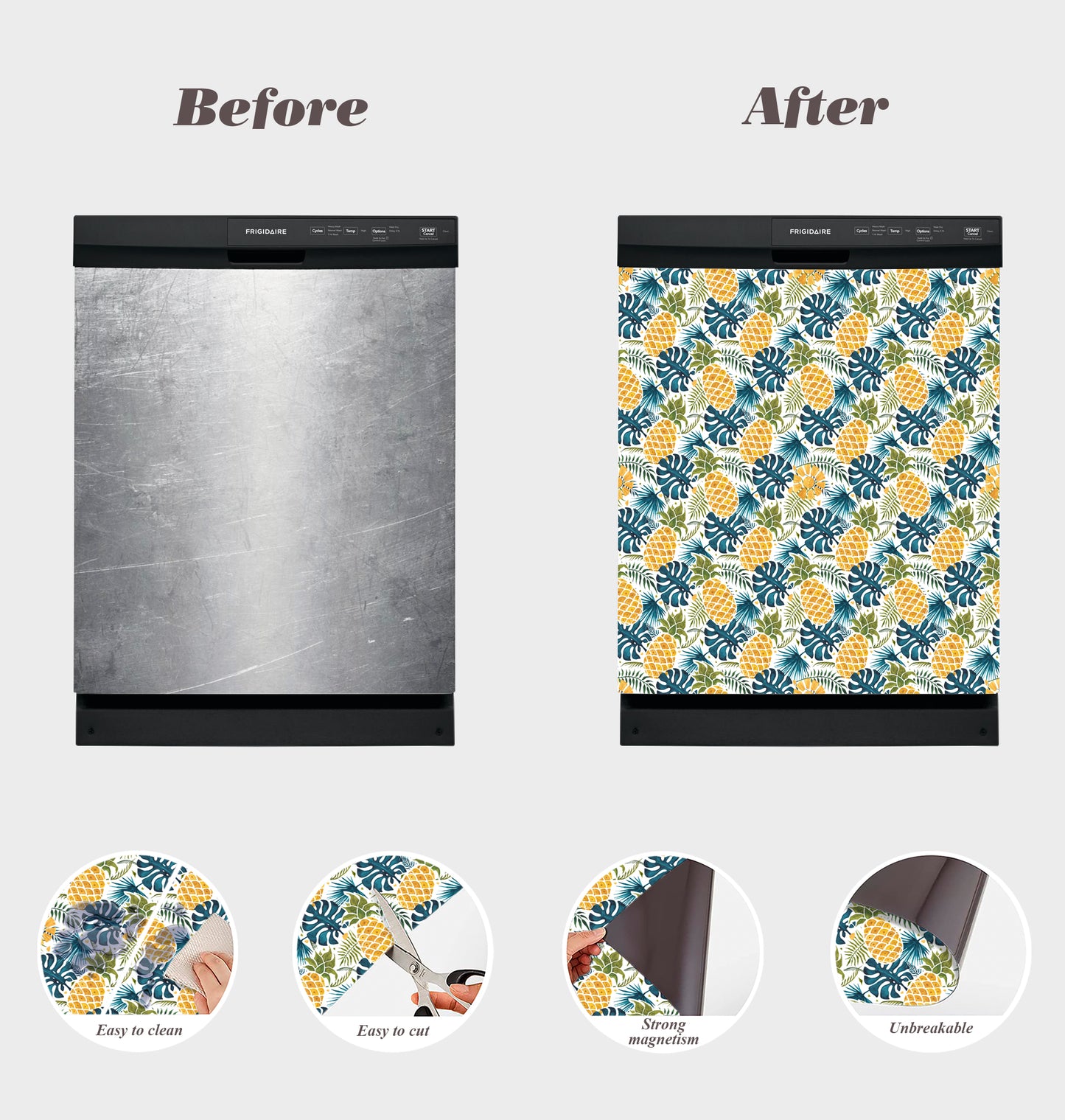 Dishwasher Magnet Cover - Reusable Magnetic Tiles Decal - Pack of 4 Tiles - V031