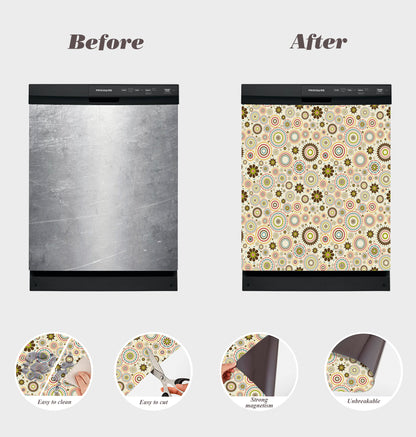 Dishwasher Magnet Cover - Reusable Magnetic Tiles Decal - Pack of 4 Tiles - V029