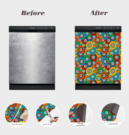 Dishwasher Magnet Cover - Reusable Magnetic Tiles Decal - Pack of 4 Tiles - V028