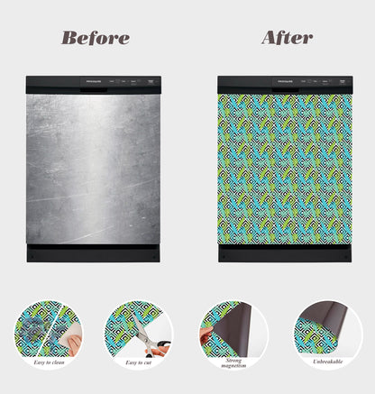 Dishwasher Magnet Cover - Reusable Magnetic Tiles Decal - Pack of 4 Tiles - V07