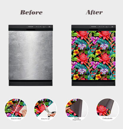 Dishwasher Magnet Cover - Reusable Magnetic Tiles Decal - Pack of 4 Tiles - V039