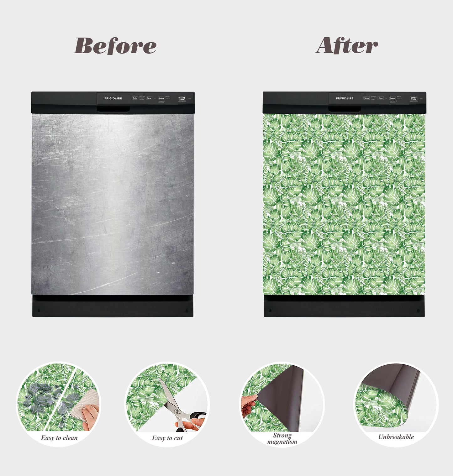 Dishwasher Magnet Cover - Reusable Magnetic Tiles Decal - Pack of 4 Tiles - V013