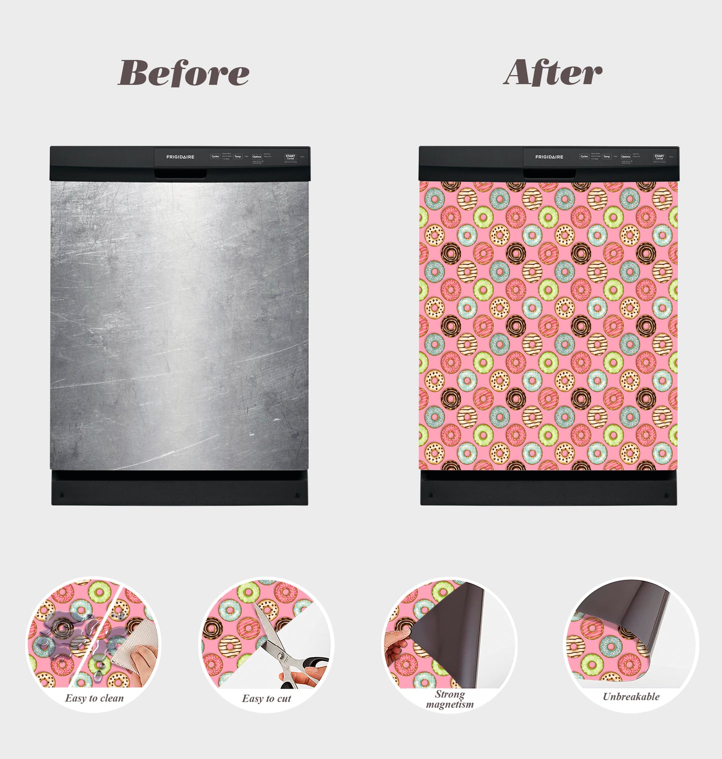 Dishwasher Magnet Cover - Reusable Magnetic Tiles Decal - Pack of 4 Tiles - V020