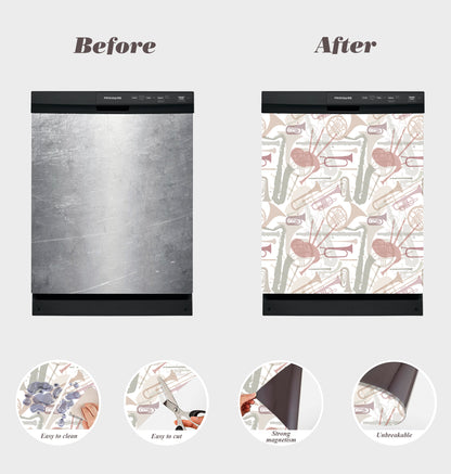 Dishwasher Magnet Cover - Reusable Magnetic Tiles Decal - Pack of 4 Tiles - V044