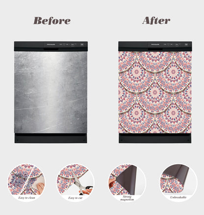 Dishwasher Magnet Cover - Reusable Magnetic Tiles Decal - Pack of 4 Tiles - V079