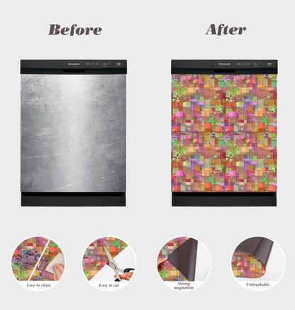 Dishwasher Magnet Cover - Reusable Magnetic Tiles Decal - Pack of 4 Tiles - V026