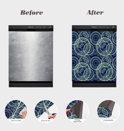 Dishwasher Magnet Cover - Reusable Magnetic Tiles Decal - Pack of 4 Tiles - V045