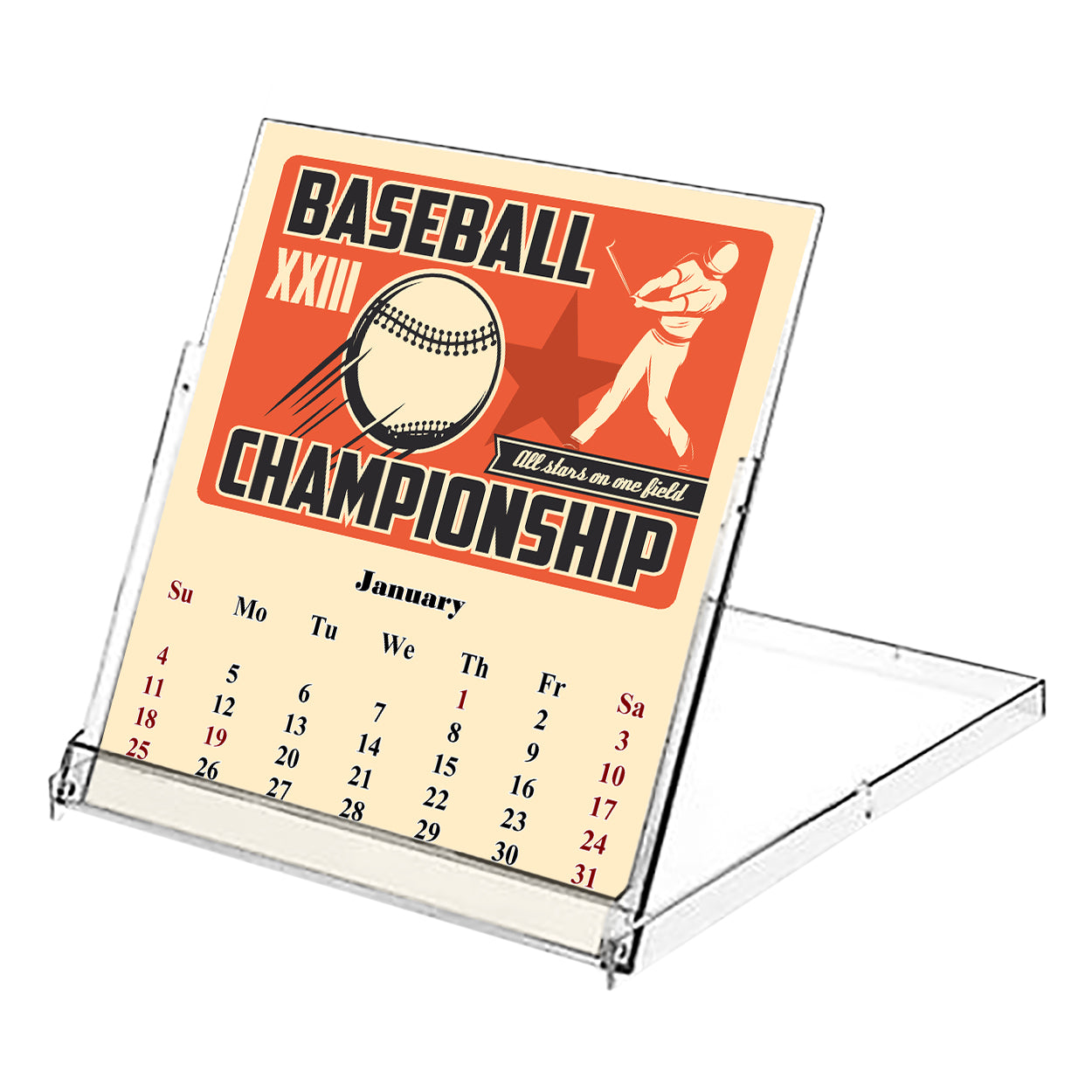 2025-2026 CD-Style Desk Calendar 18 Months Calendar (Baseball)