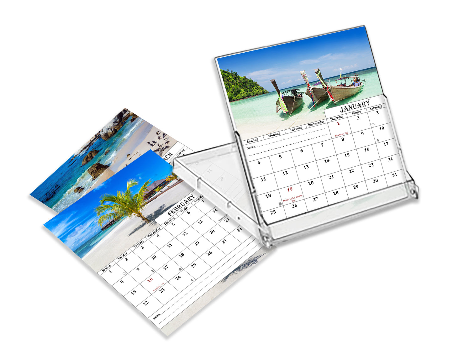 2025-2026 CD-Style Desk Calendar 18 Months Calendar (Beaches)