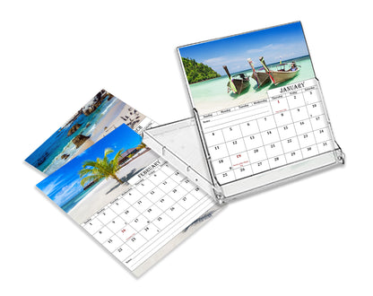 2025-2026 CD-Style Desk Calendar 18 Months Calendar (Beaches)