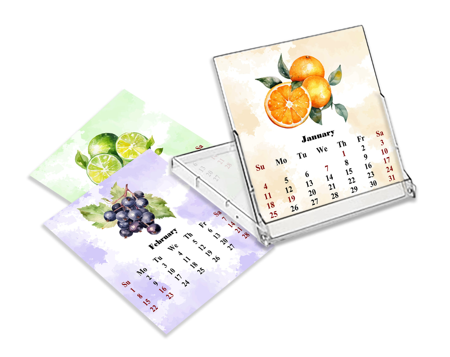 2025-2026 CD-Style Desk Calendar 18 Months Calendar (Fruits & Berrier)