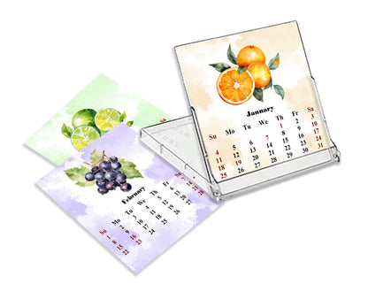 2025-2026 CD-Style Desk Calendar 18 Months Calendar (Fruits & Berrier)