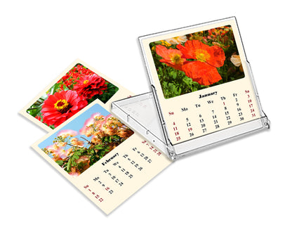 2025-2026 CD-Style Desk Calendar 18 Months Calendar (Flowers)