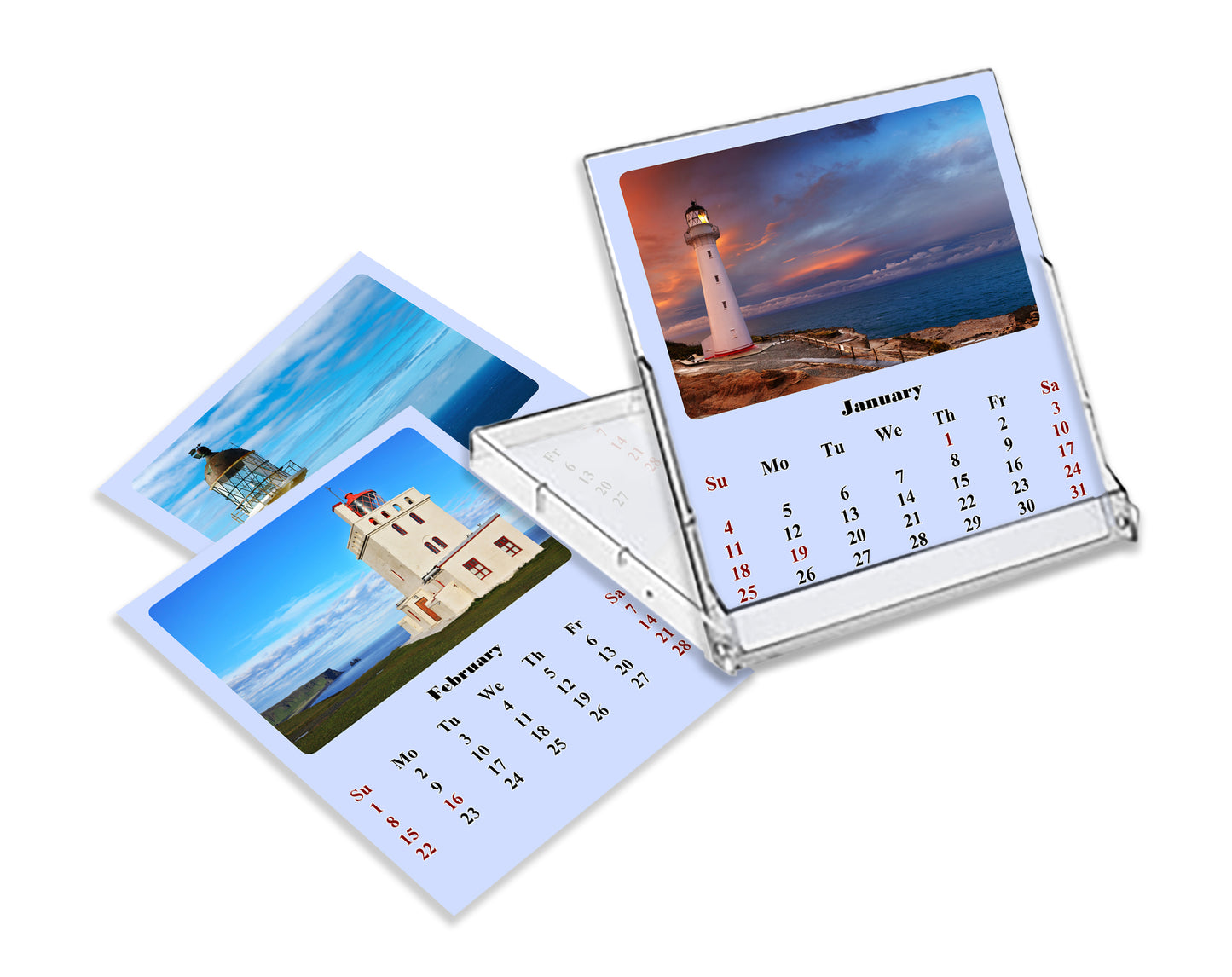 2025-2026 CD-Style Desk Calendar 18 Months Calendar (Lighthouses)