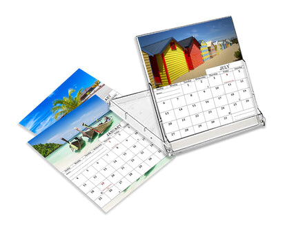 2025-2026 CD-Style Desk Calendar 18 Months Calendar (Beaches)