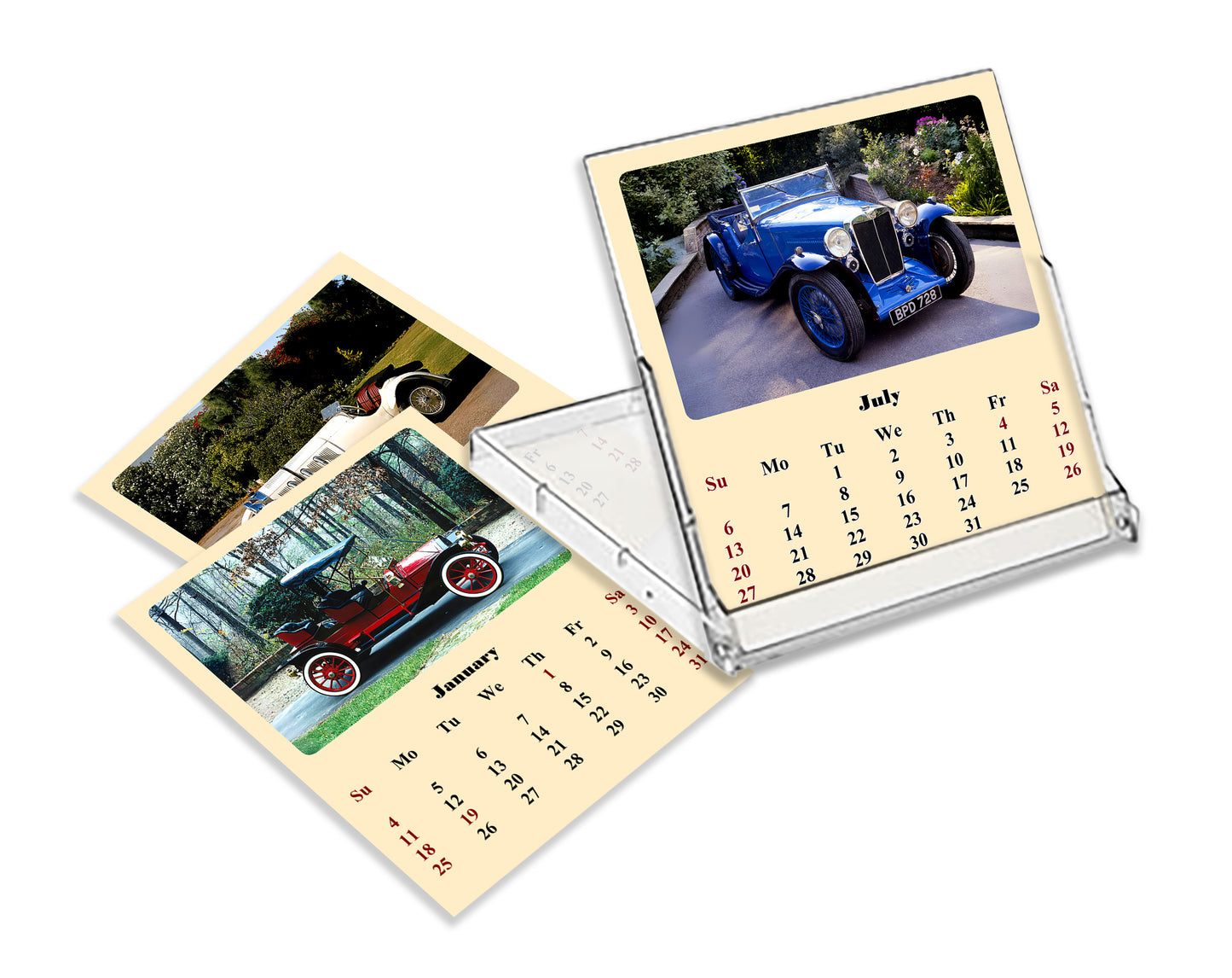 2025-2026 CD-Style Desk Calendar 18 Months Calendar (Classic Cars)