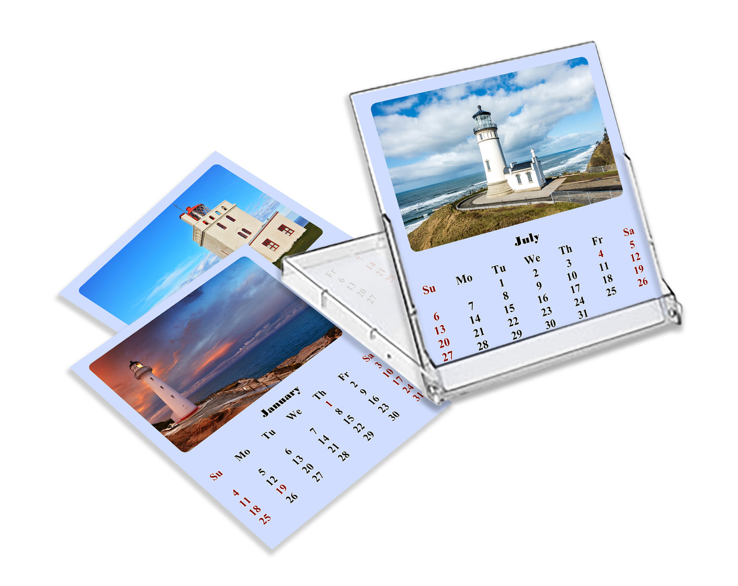 2025-2026 CD-Style Desk Calendar 18 Months Calendar (Lighthouses)