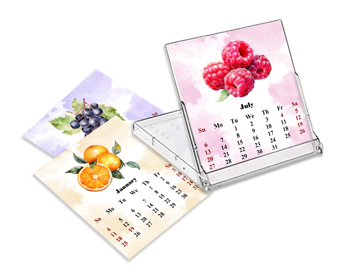 2025-2026 CD-Style Desk Calendar 18 Months Calendar (Fruits & Berrier)