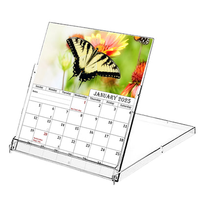 2025 CD-Style Desk Calendar 12 Months Calendar / Planner / Desk Calendar With CD Case Stand, Office Decor, Christmas Gifts (Butterflies)