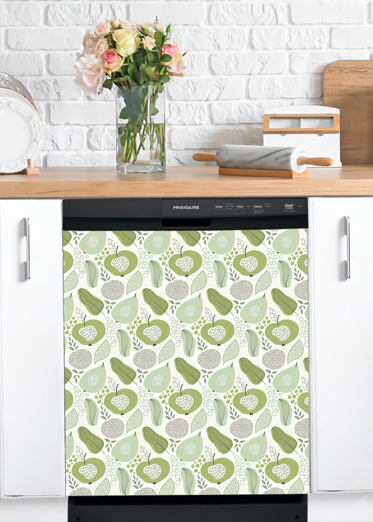 Dishwasher Magnet Cover - Reusable Magnetic Tiles Decal - Pack of 4 Tiles - V030